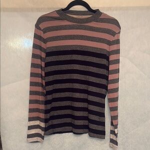 Calvin Klein Pink and Black Striped Top